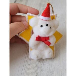 Plush teddy bear Star of David Santa hat ornament Xmas decor